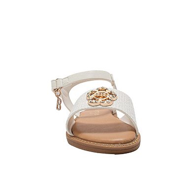 bebe Toddler Girls Strappy Sandals with Flower Medallion Charm