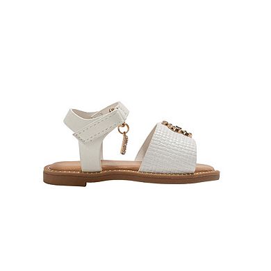 bebe Toddler Girls Strappy Sandals with Flower Medallion Charm