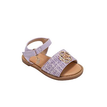 bebe Toddler Girls Strappy Sandals with Flower Medallion Charm
