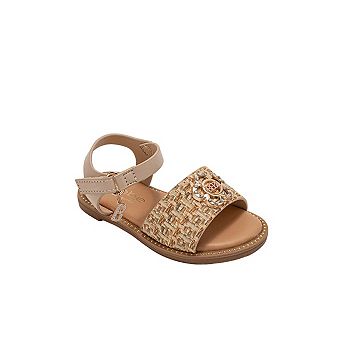 bebe Toddler Girls Strappy Sandals with Flower Medallion Charm
