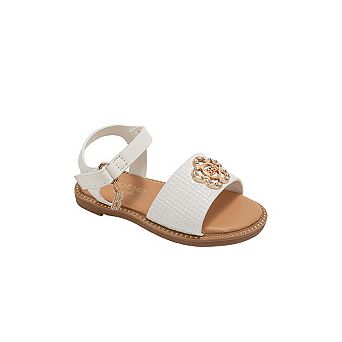 bebe Toddler Girls Strappy Sandals with Flower Medallion Charm