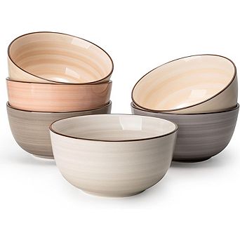 Porcelain Cereal Bowls Set, 20oz, Multicolor, Dishwasher Safe