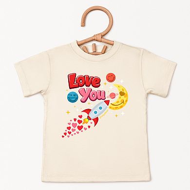 SmileyWorld Love You Rocket Ship - Toddler Short Sleeve Graphic T-Shirt