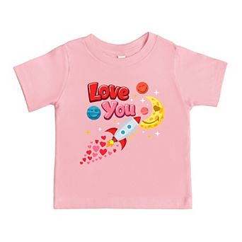 SmileyWorld Love You Rocket Ship - Toddler Short Sleeve Graphic T-Shirt