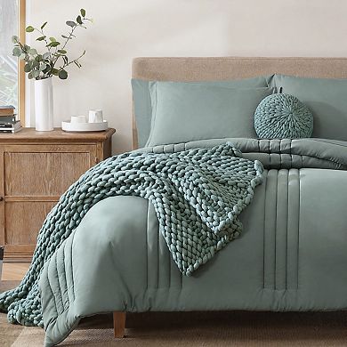 Queen Comforter Set 7 Pieces Sage Green Bed in a Bag All Seasons