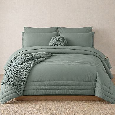 Queen Comforter Set 7 Pieces Sage Green Bed in a Bag All Seasons