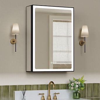 Framed Aluminum Medicine Cabinet With Mirror, Recessed & Surface Mount Bathroom Storage