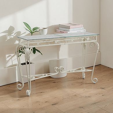 Lufeiya Glass Console Table with Metal Frame for Entryway