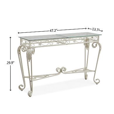Lufeiya Glass Console Table with Metal Frame for Entryway