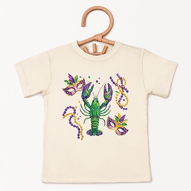 Mardi Gras Lobster Masks - Toddler Short Sleeve Graphic T-Shirt