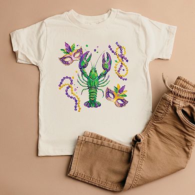 Mardi Gras Lobster Masks - Toddler Short Sleeve Graphic T-Shirt