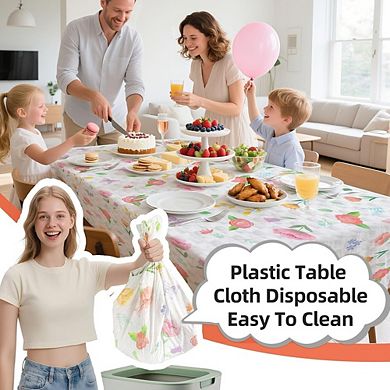 Butterfly Floral Tablecloths, disposable plastic covers, waterproof 3 pack