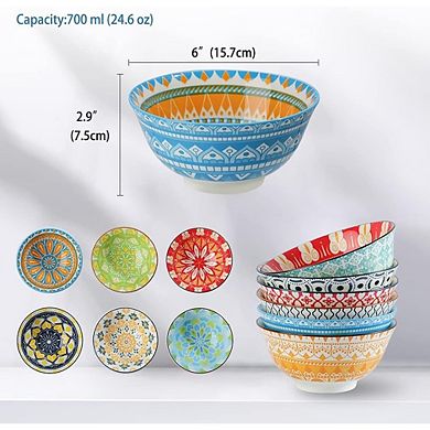 Porcelain Bowls Set of 6 Multiuse, Microwave & Dishwasher Safe