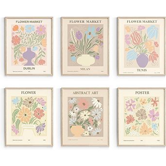 Danish Pastel Flower Market Wall Art Matisse Style Floral Prints Decor