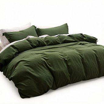 Duvet Cover Queen Size -3 pc Prewashed Cotton-Like Polyester Extra Soft Bedding Set,No Comforter