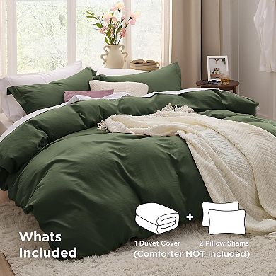 Duvet Cover Queen Size -3 Pieces Prewashed Cotton-Like Polyester Extra Soft Bedding Set,No Comforter
