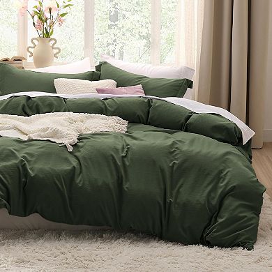 Duvet Cover Queen Size -3 Pieces Prewashed Cotton-Like Polyester Extra Soft Bedding Set,No Comforter