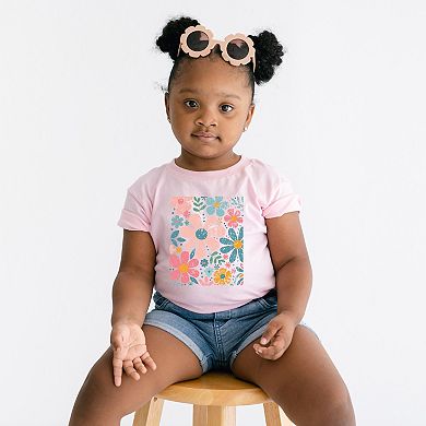 Pastel Flowers Collage - Toddler Short Sleeve Graphic T-Shirt