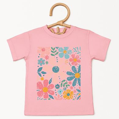 Pastel Flowers Collage - Toddler Short Sleeve Graphic T-Shirt