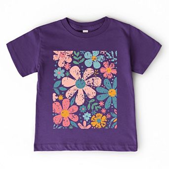 Pastel Flowers Collage - Toddler Short Sleeve Graphic T-Shirt
