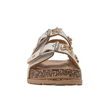 bebe Toddler Girls Buckle Strap Sandals with Back Strap and Charm Detail