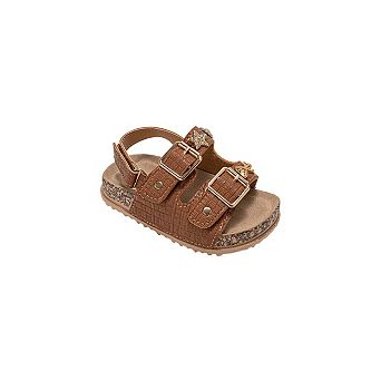 bebe Toddler Girls Buckle Strap Sandals with Back Strap and Charm Detail