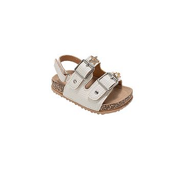 bebe Toddler Girls Buckle Strap Sandals with Back Strap and Charm Detail