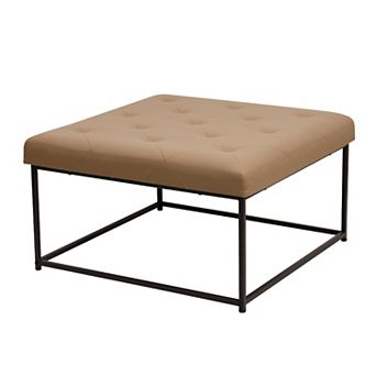 Flash Furniture Square Upholstered Tufted Ottoman with Black Metal Frame
