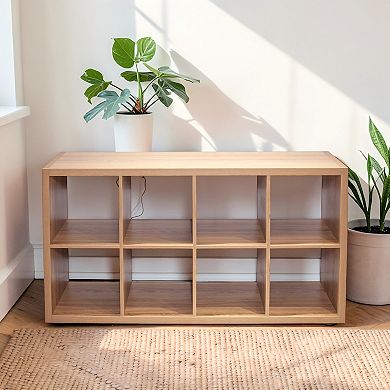 Heybly 8 Cube Storage Organizer Bookcase, 2x4 Open Back Cube Shelf Unit, MDF Storage Cabinet
