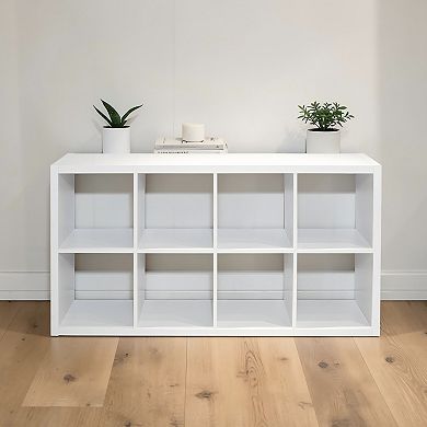 Heybly 8 Cube Storage Organizer Bookcase, 2x4 Open Back Cube Shelf Unit, MDF Storage Cabinet