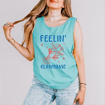 Feelin' Clawsome Lobster - Women's Garment Dyed Graphic Tank Top
