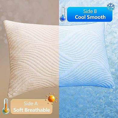 Pillows Queen Size Set of 2 Cooling Memory Foam Pillows for Sleeping Adjustable Medium Firm Back