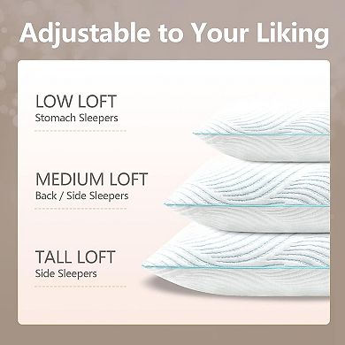 Pillows Queen Size Set of 2 Cooling Memory Foam Pillows for Sleeping Adjustable Medium Firm Back