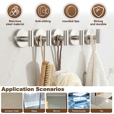 2Pcs Stainless Steel Suction Cup Hook, No Drill Towel Hooks