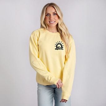 Sun and Waves Sketch - Women's Lightweight Garment Dyed Sweatshirt