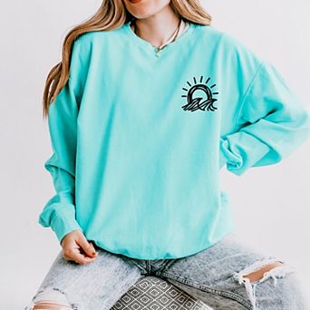 Sun and Waves Sketch - Women's Lightweight Garment Dyed Sweatshirt