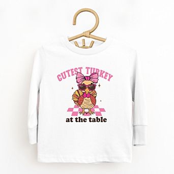 Cutest Turkey At The Table - Toddler Long Sleeve Graphic Tee