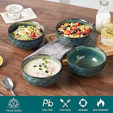 Ceramic Soup Bowls Set, Deep 24oz, Lead-Free, Microwave & Dishwasher Safe