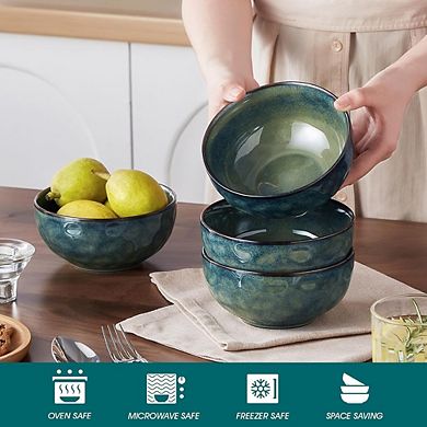 Ceramic Soup Bowls Set, Deep 24oz, Lead-Free, Microwave & Dishwasher Safe