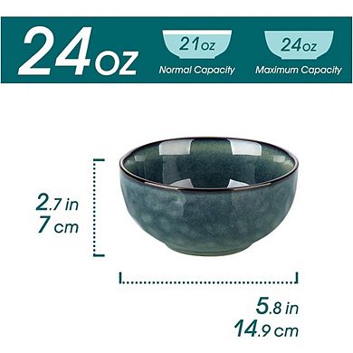 Ceramic Soup Bowls Set, Deep 24oz, Lead-Free, Microwave & Dishwasher Safe
