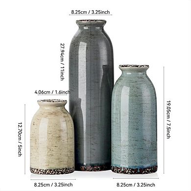 Ceramic Vase Set of 3 Decorative Vases, Modern Farmhouse Style