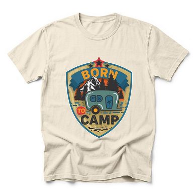 Born To Camp Badge - Men's Garment Dyed Graphic T-Shirt