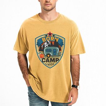 Born To Camp Badge - Men's Garment Dyed Graphic T-Shirt