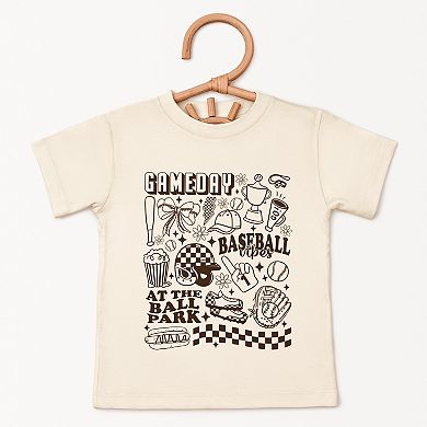 Gameday Baseball Vibes Collage - Toddler Short Sleeve Graphic T-Shirt
