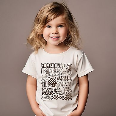 Gameday Baseball Vibes Collage - Toddler Short Sleeve Graphic T-Shirt
