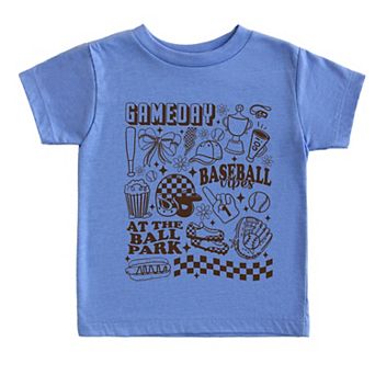 Gameday Baseball Vibes Collage - Toddler Short Sleeve Graphic T-Shirt