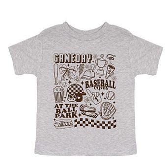Gameday Baseball Vibes Collage - Toddler Short Sleeve Graphic T-Shirt