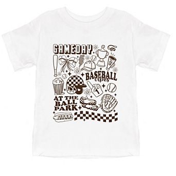 Gameday Baseball Vibes Collage - Toddler Short Sleeve Graphic T-Shirt