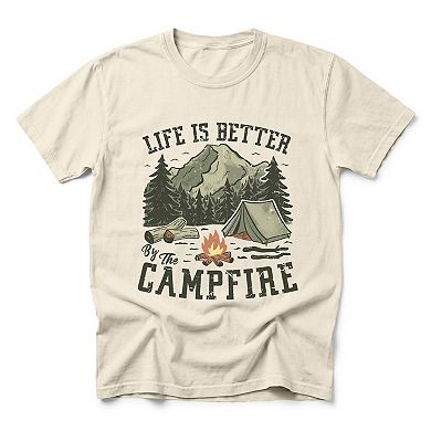 Life Is Better By The Campfire Tent - Men's Garment Dyed Graphic T-Shirt