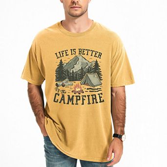 Life Is Better By The Campfire Tent - Men's Garment Dyed Graphic T-Shirt